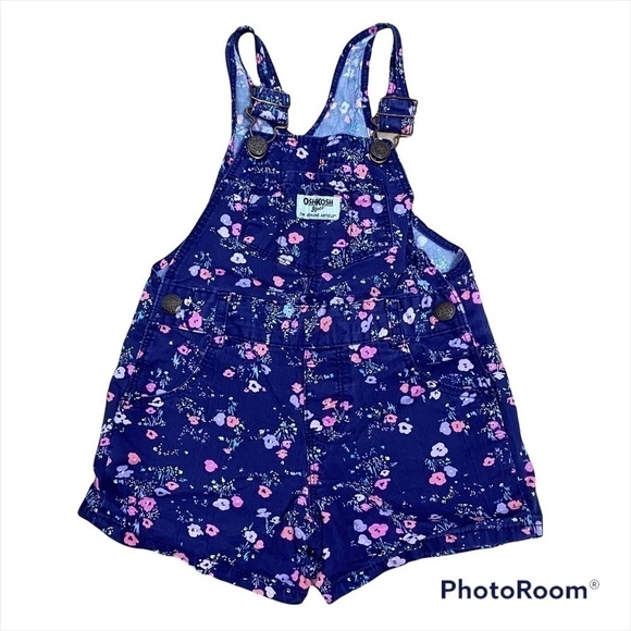 OshKosh B'gosh Other - Oshkosh B’gosh Floral Shortalls Shorts Bib Overalls Purple Pink 3T Toddler Girls